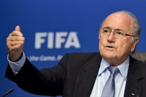 FIFA President Sepp Blatter gestures on