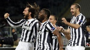 L'esultanza della Juventus dopo il goal di Pirlo